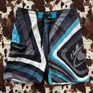 O'Neill Men's Aqua and Black Board Shorts